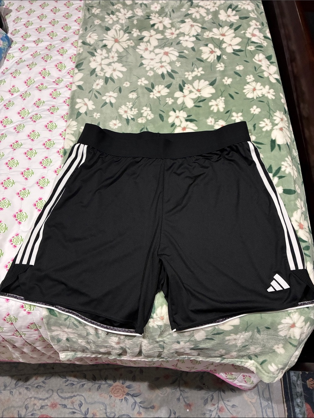 adidas Black Athletic Shorts with White Three-Stripes